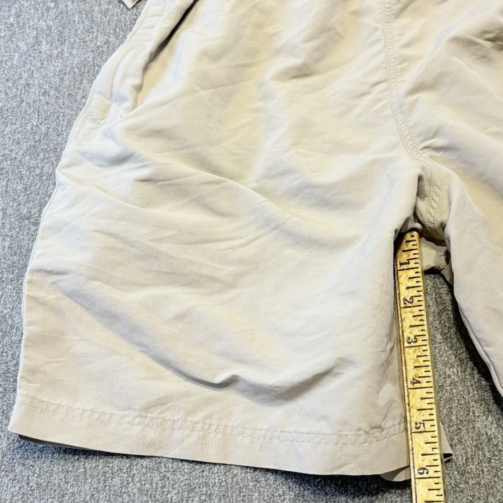 Vintage Nike Shorts Men XS Beige Flat Front Drawstring Nylon Sports Performance